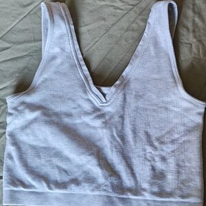 Fabletics Light Gray Ribbed Tank Top